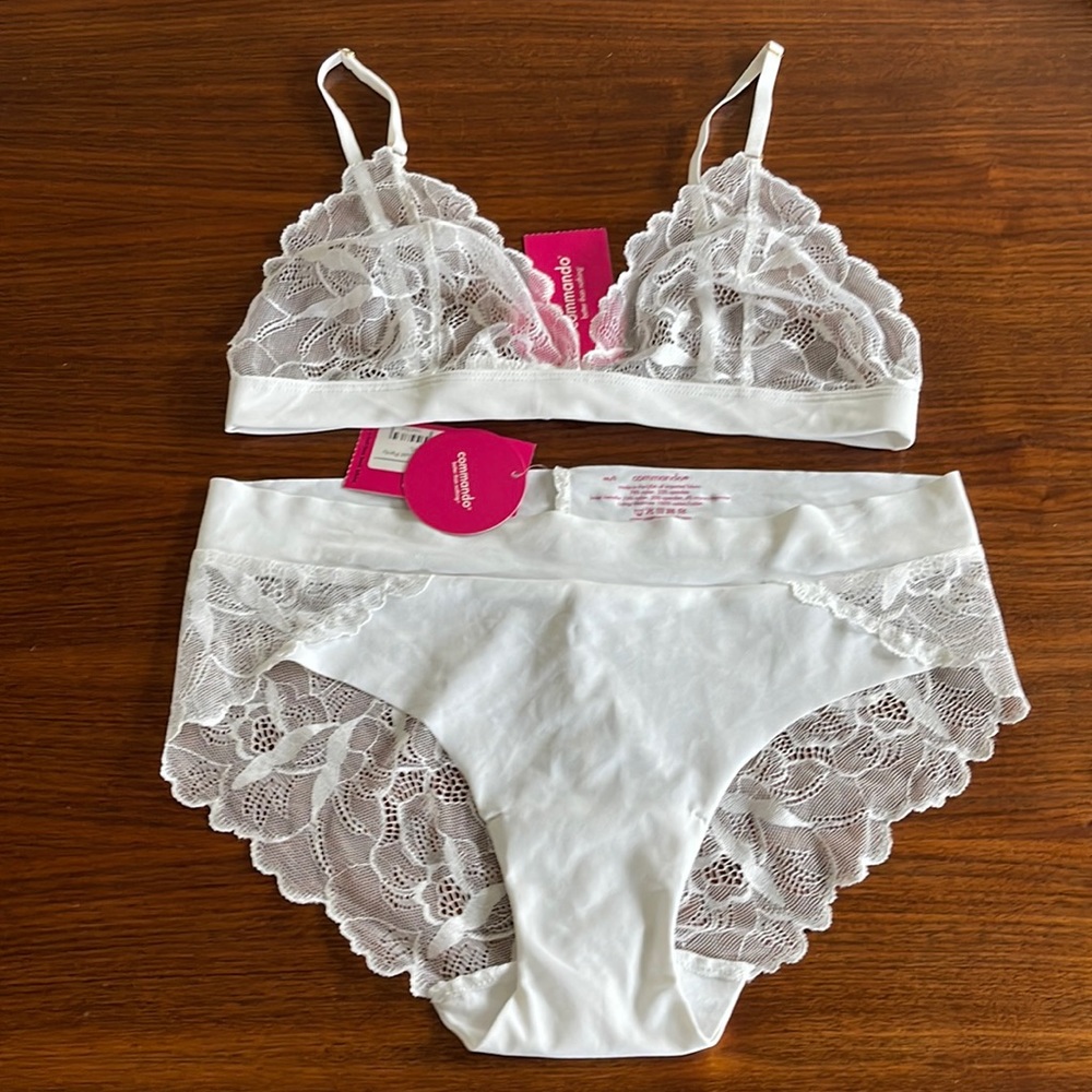 Commando white lace bralette and panty set M/L